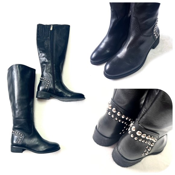 Guess Shoes - Guess knee high studded Black leather Boots